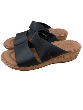 BORN Luna Cork Wedge Comfort Leather Slide Sandal 9
